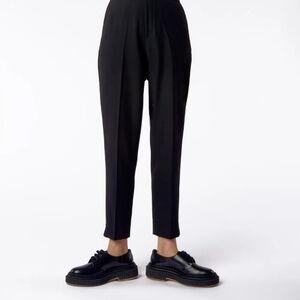 COS Black Wool Seamed Leg Straight Pull On Pants